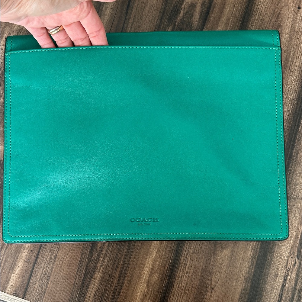 Coach Teal Leather Clutch Brief Case - Picture 2 of 5